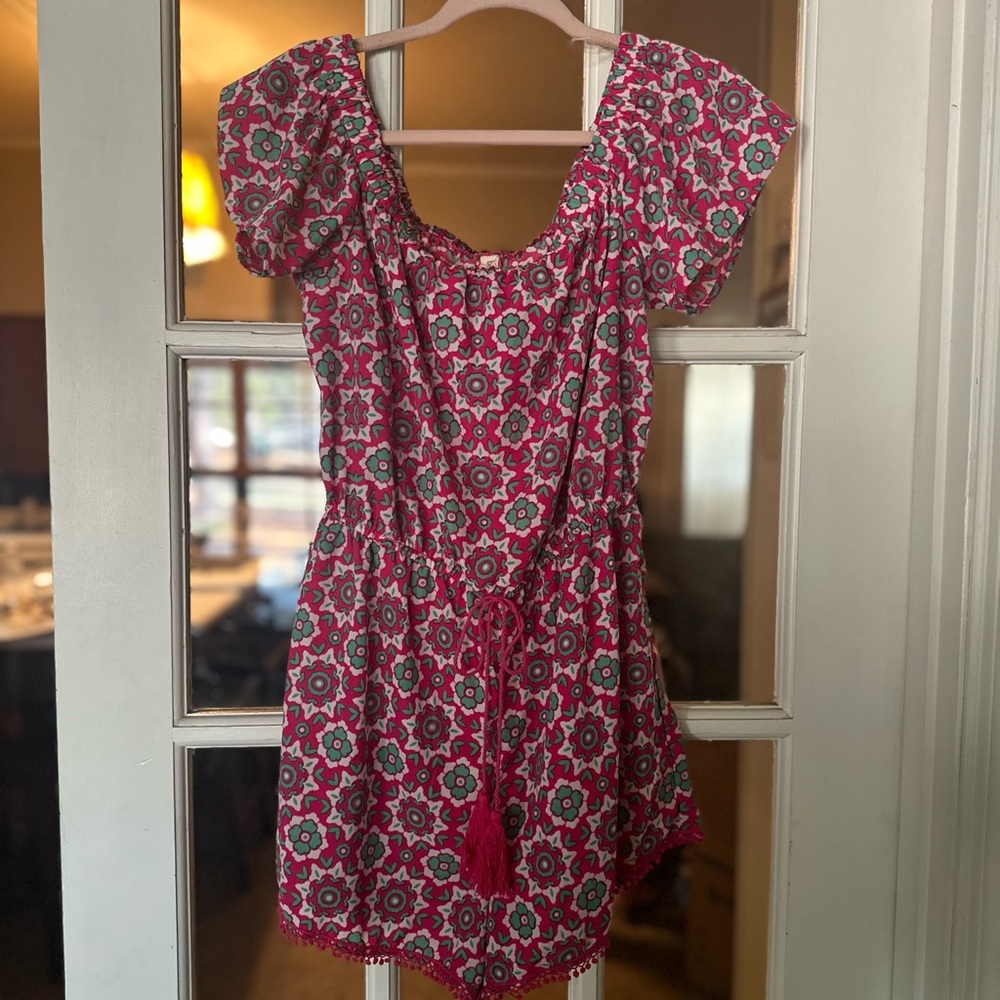 BeBop Pink and Green Floral Romper